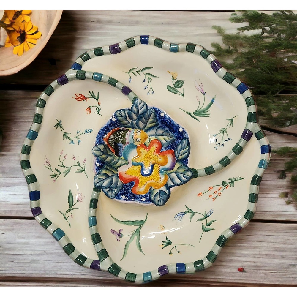 Fitz and Floyd Essentials Starfish, Ocean Divided Platter Serving Dish Koi